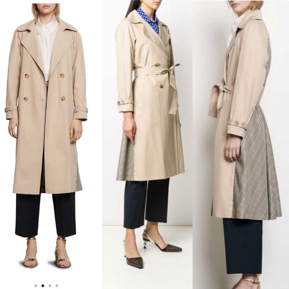 Sandro “Victory” Classic Trench Coat NWT with Plaid Back Detail Medium 40 - Picture 7 of 17